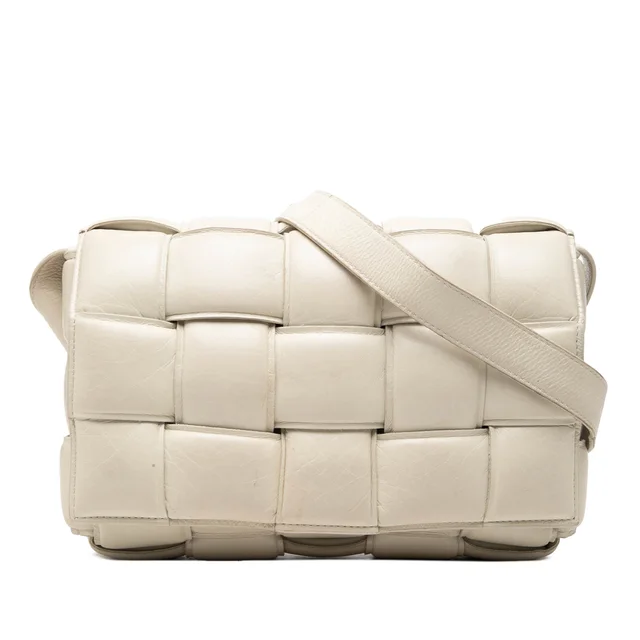 White Bottega Veneta Nappa Intrecciato Padded Cassette Crossbody in White Nappa leather from Designer Revival
