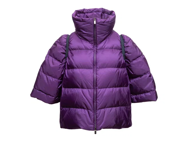 Miu Miu Purple Miu Spring/Summer 2014 Three-Quarter Sleeve Down Puffer Jacket Size IT 46 in Purple from Designer Revival