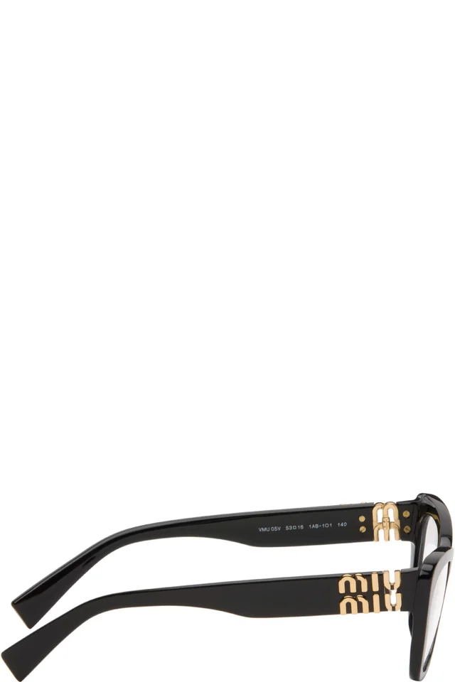 Miu Miu Eyewear Black Irreverently Sophistcated Cateye Glasses, photo 2 of 4 from SSENSE