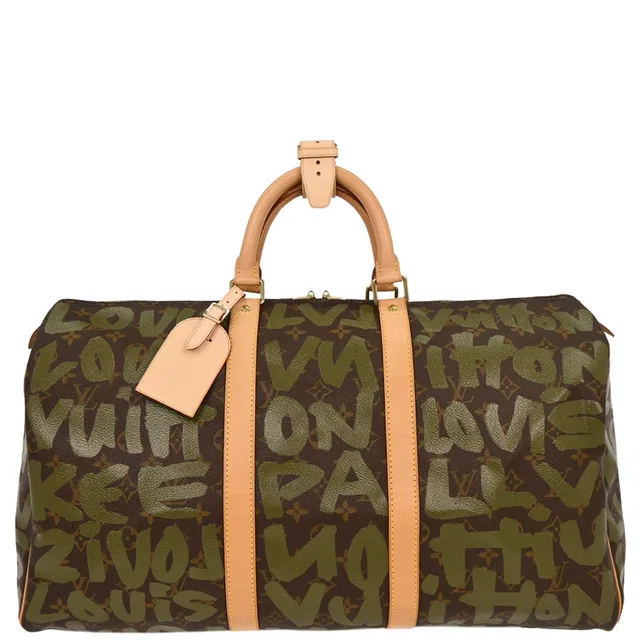 Louis Vuitton Khaki Monogram Graffiti Keepall 50 Duffle Bag M92196 in Green Canvas from AMORE Vintage Tokyo