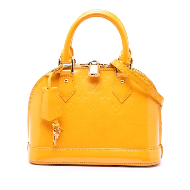 Yellow Louis Vuitton Monogram Vernis Alma BB Satchel in Yellow Leather from Designer Revival, photo 1 of 1