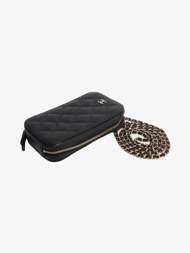 Chanel Black 2019 quilted phone holder in Black Caviar leather from Sign of the Times, photo 5 of 11