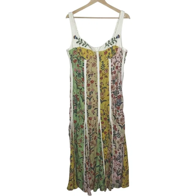 Christian Lacroix Patchwork Floral Midi Dress Embroidered Corset Style Size 10 in white|green from Poshmark
