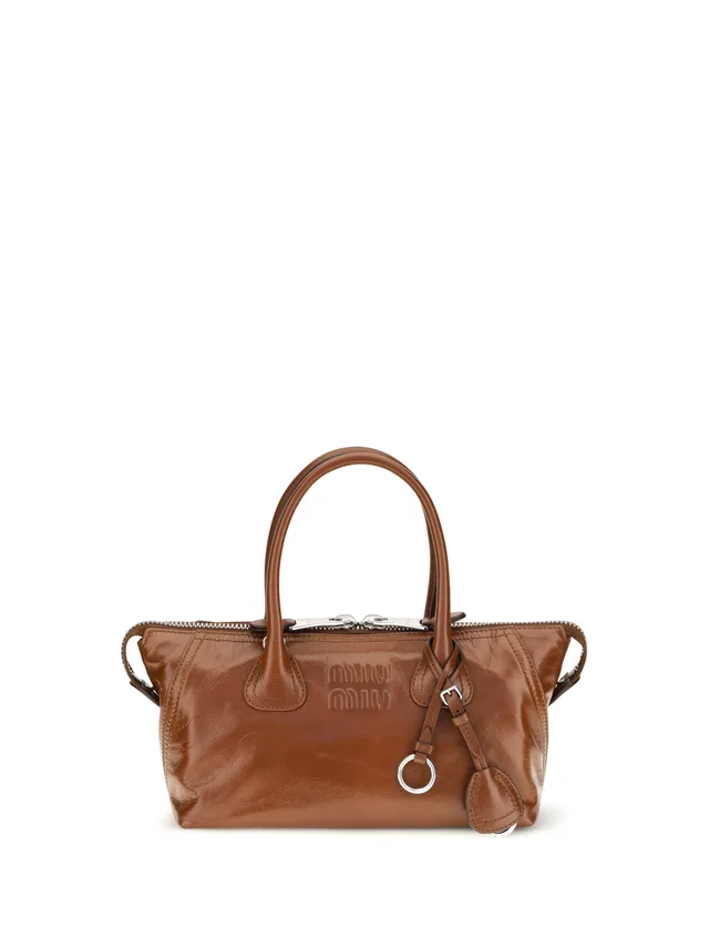 Miu Miu Glossy Calf Leather Shoulder Bag — Brown in Brown Calfskin from HEWI