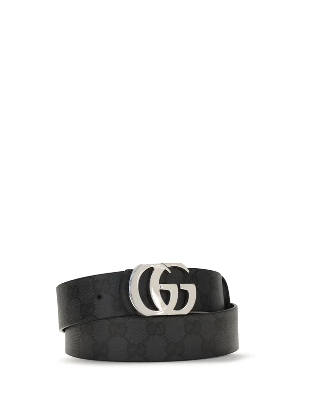 Gucci Gg Marmont Belt — Black Cotton; Linen; Polyurethane in Black Leather from HEWI
