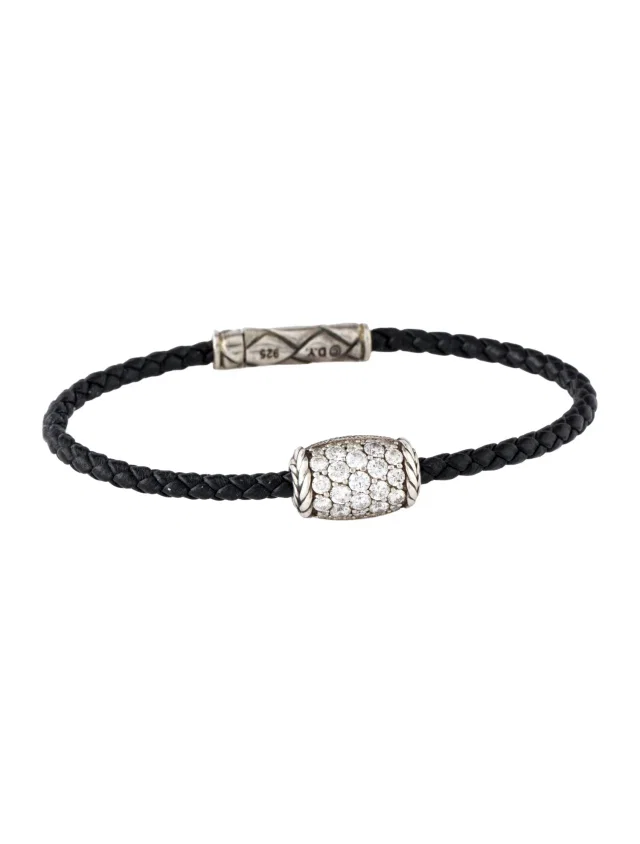 David Yurman Diamond 1.08ctw Ojime Wrap Bracelet in black Leather from The RealReal