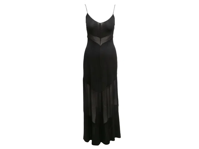 Black Fendi Crystal-Trimmed Sheer Panel Gown Size IT 40 in Black from Designer Revival