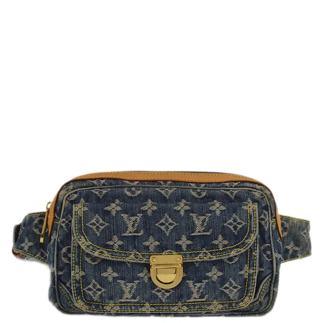 Louis Vuitton 2007 Blue Monogram Denim Bum Bag Waist Pouch M95347 in Blue Denim from AMORE Vintage Tokyo