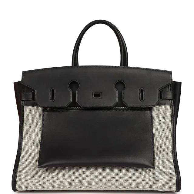 Hermès Birkin 35 A L'Envers Black-Ecru Toile H Canvas and Black Volupto Palladium Hardware in Black Canvas from Madison Avenue Couture