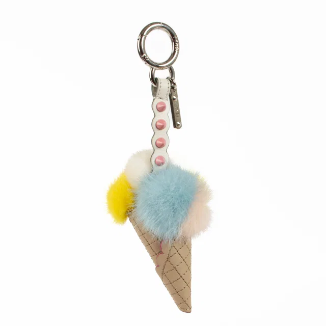 Fendi Multicolor Fur Ice Cream Charm in White Leather from Labellov