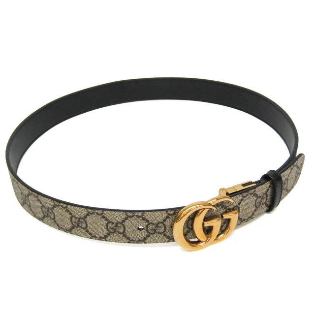 Gucci GG Emblem Reversible Belt 659417 Men,Women PVC, Leather Standard Belt Beige,Black 85 in Beige/Black Leather from Elady
