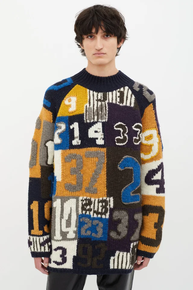 Acne Studios AW 2015 Jerett Number Wool Knit Sweater in Wool from VSP Consignment