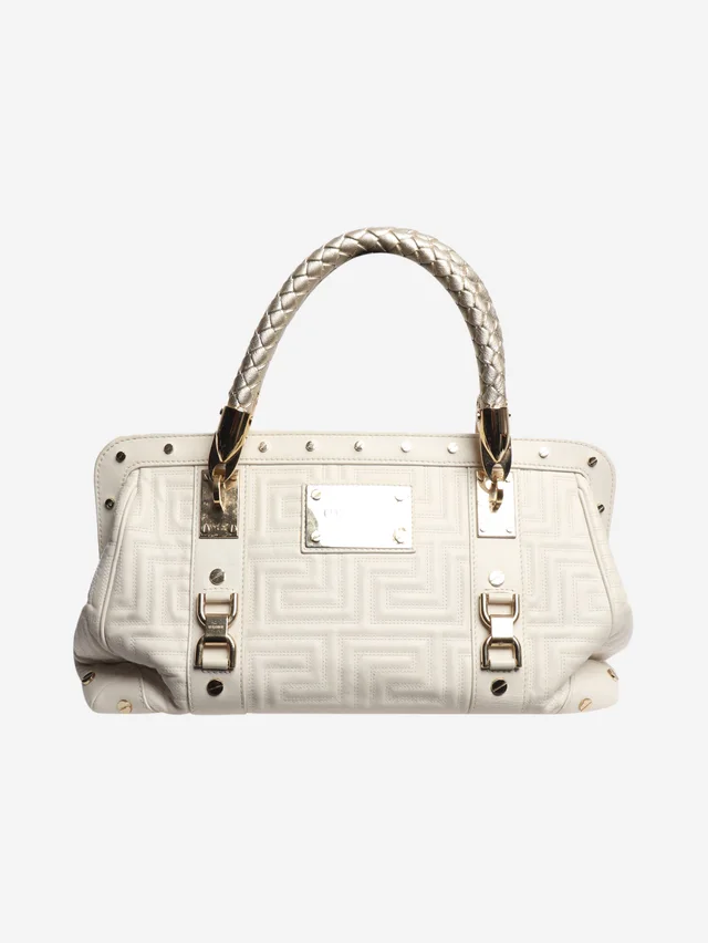 Versace White quilted shoulder bag in White Leather from Sign of the Times