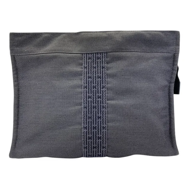Hermès Herline Pouch MM Clutch Multi Case Gray Canvas Polyester Logo Sophistica in Grey Canvas from The Reluxe