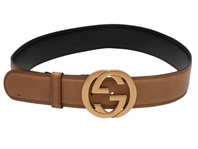 Brown Gucci Interlocking GG Leather Belt Size US XS in Brown Leather from Designer Revival