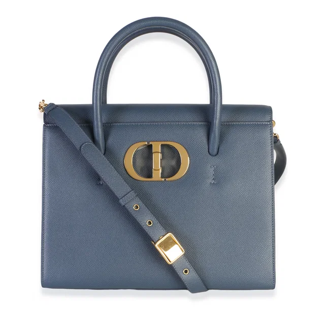 Dior Blue Grained Calfskin Large St. Honore Tote in Blue Caviar leather from myGemma