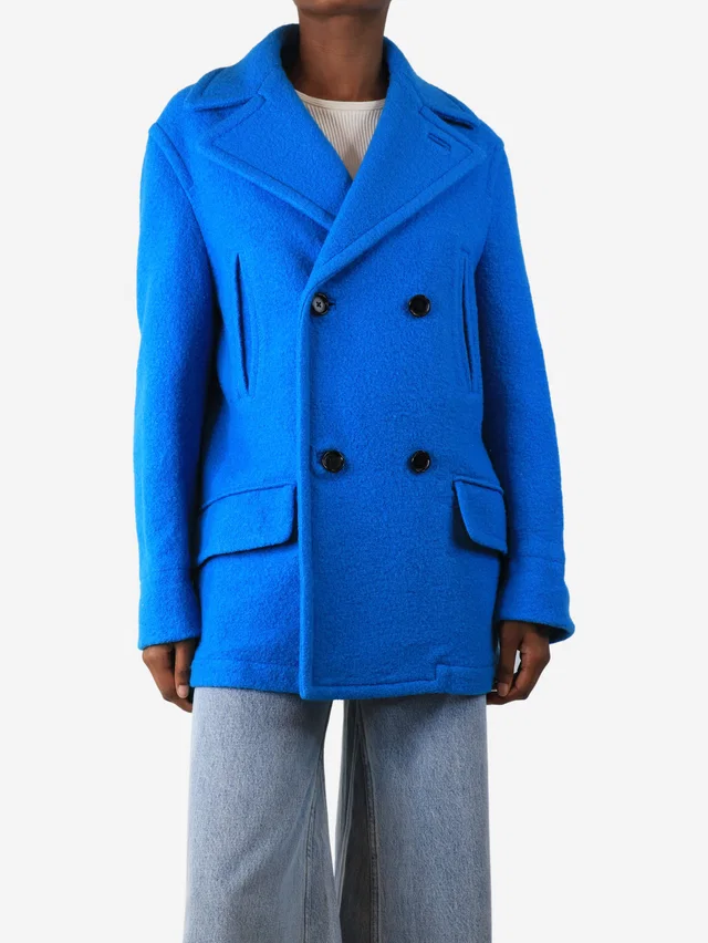 Marni Blue double-breasted wool peacoat - size UK 6 in Blue Wool from Sign of the Times