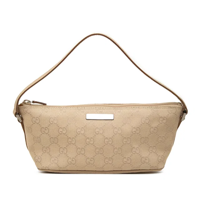 Beige Gucci GG Canvas Boat Shoulder Bag in Beige Canvas from Designer Revival