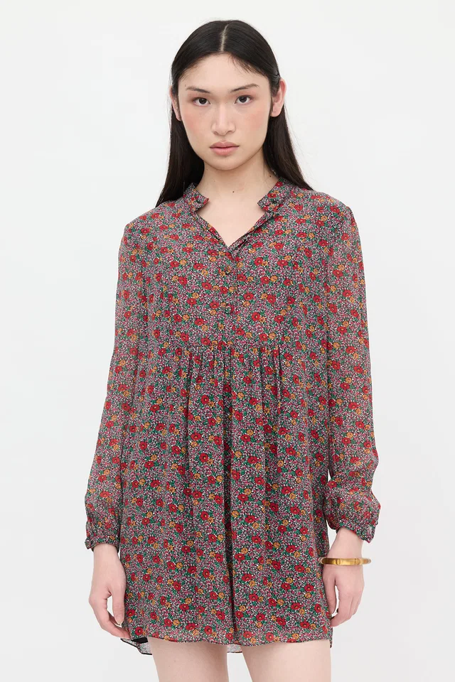 Saint Laurent Crepe Floral Mini Dress from VSP Consignment