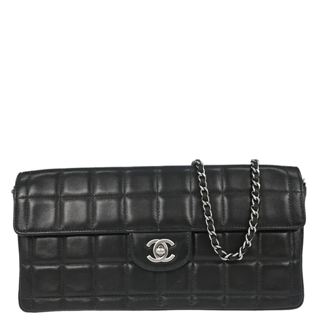 Chanel 2000-2002 Black Lambskin Choco Bar East West Shoulder Bag in Black Lambskin from AMORE Vintage Tokyo
