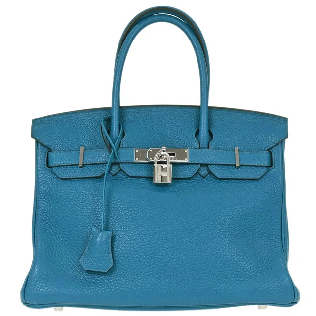 Hermès Blue Izmir Taurillon Clemence Birkin 30 Verso Handbag in Blue Clemence leather from AMORE Vintage Tokyo