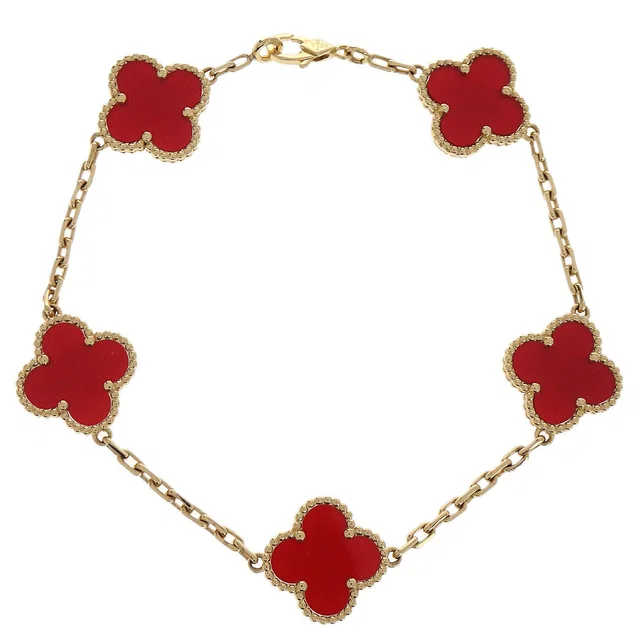 Van Cleef & Arpels Alhambra 5P Bracelet Carnelian Gold Au750 Jewelry in Gold from AMORE Vintage Tokyo