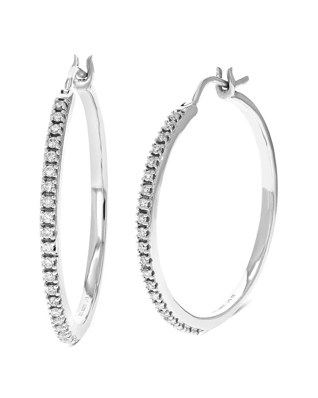 Amairah Silver 0.25 ct. tw. Lab-Grown Diamond Hoops, image 1 of 1 from Gilt