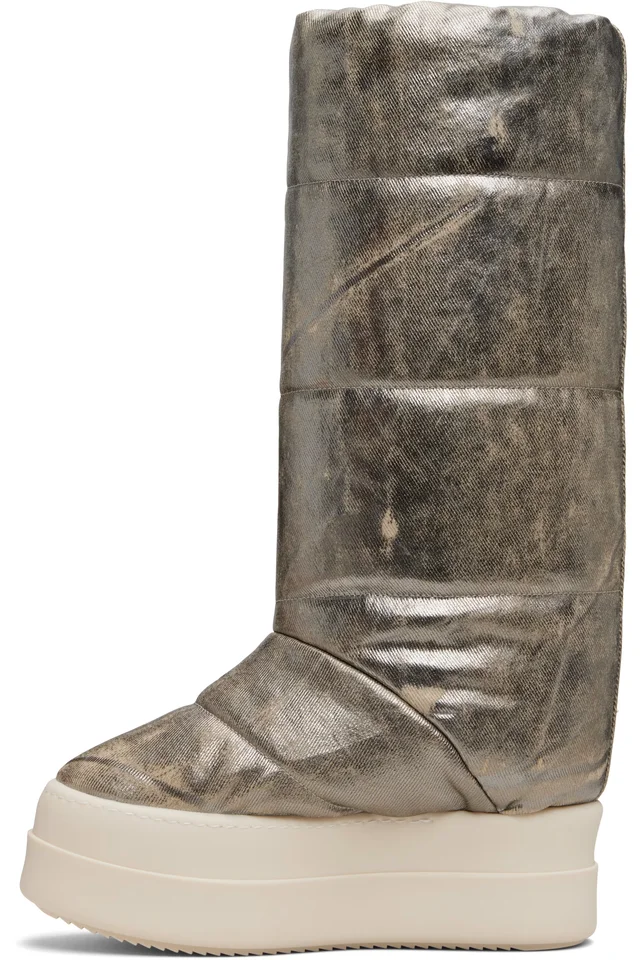 Rick Owens DRKSHDW Silver Concordians Mega Bumper Knee High Lunar Boots, photo 3 of 5 from SSENSE