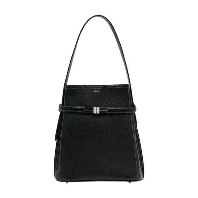 TOTEME Belted Calfskin Bucket Bag — Black in Black Calfskin from HEWI