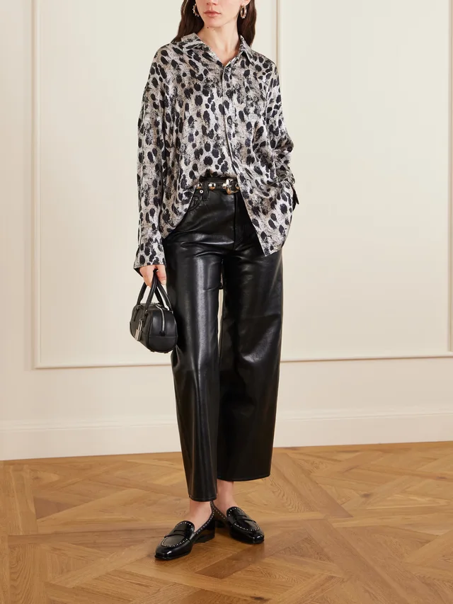R13 Asymmetric oversized printed silk-charmeuse shirt in Black, photo 2 of 2 from NET-A-PORTER (Canada)