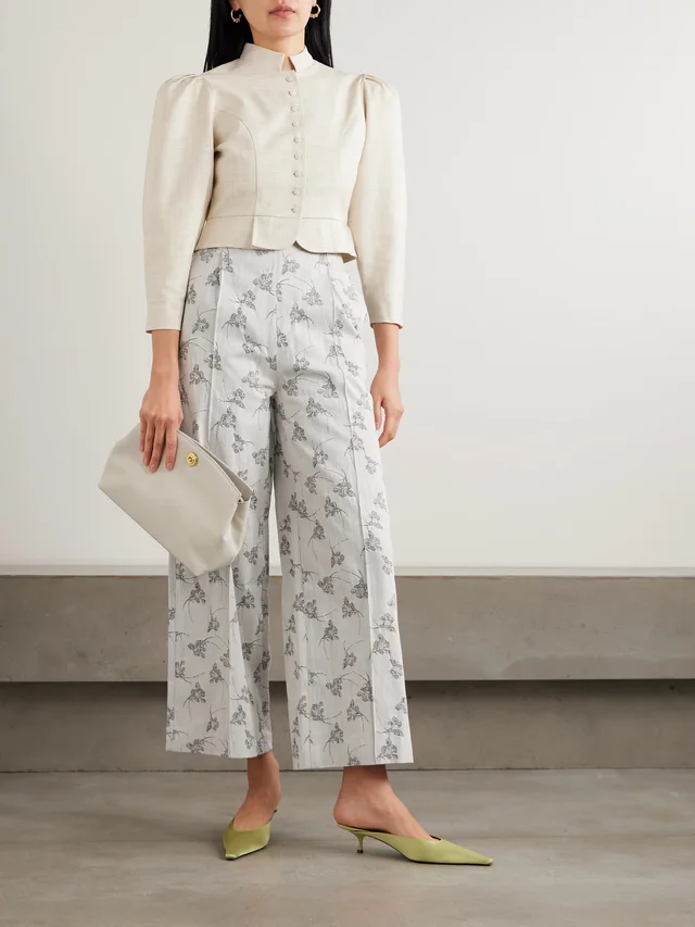 DESTREE Martha floral denim-jacquard wide-leg pants in Grey, photo 2 of 2 from NET-A-PORTER (Canada)