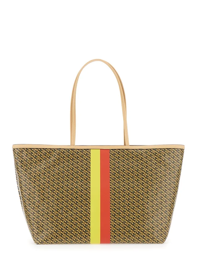 TORY BURCH 'The Racer' Multicolor Tote bag with All-Over Print and Stripes In Cotton Blend for Women in Multicolor 81% Cotton 19% Linen, photo 8 of 10 from Gaudenzi Boutique