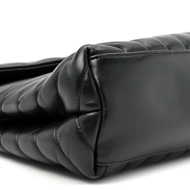 Saint Laurent Grain de Poudre Calfskin Y Quilted Monogram Medium Loulou Chain Satchel Black in Black Calfskin from FASHIONPHILE, photo 11 of 16