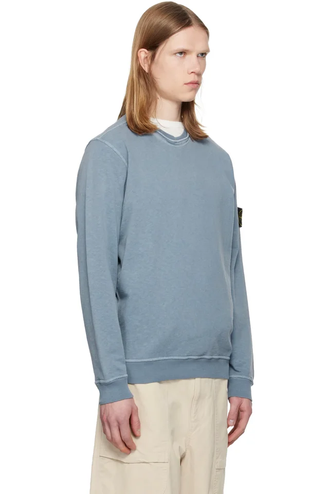 Stone Island Blue 6100034 Malfilé Fleece 'Old' Effect Sweatshirt, photo 2 of 2 from SSENSE