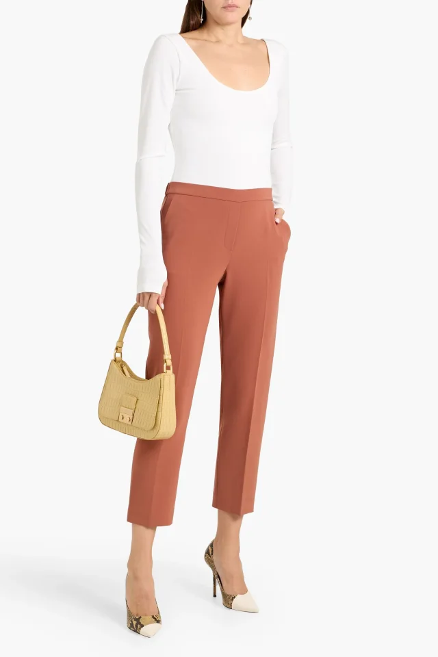 Theory Treeca Cropped Crepe Straight-Leg Pants in Tan, photo 2 of 4 from THE OUTNET
