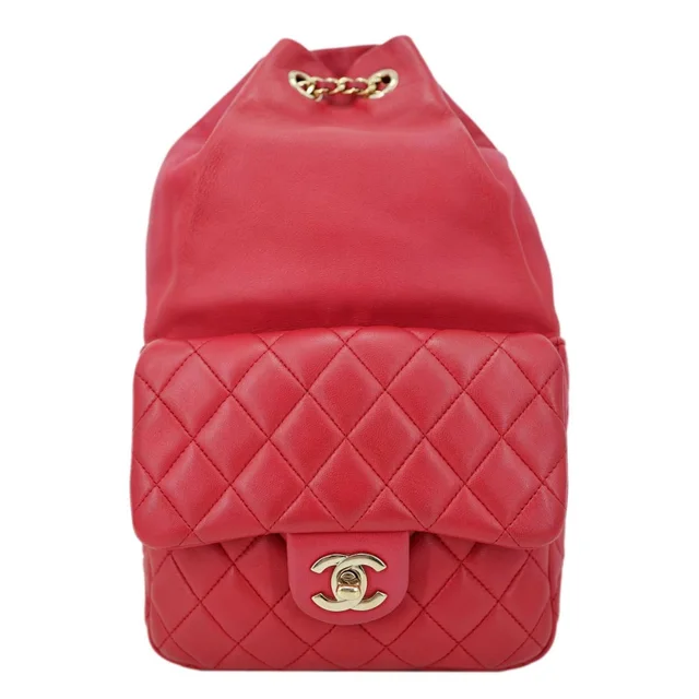 Chanel In Seoul Small Quilted Lambskin Backpack Bag Red in Red Lambskin from Dallas Designer Handbags