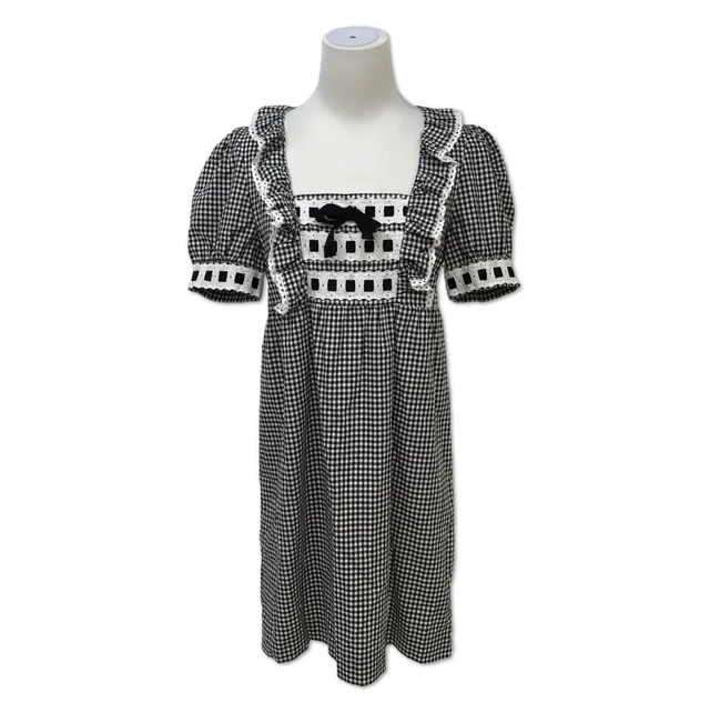 Miu Miu Gingham Ruffled Eyelet Lace Dress size 38 from Luxury Promise