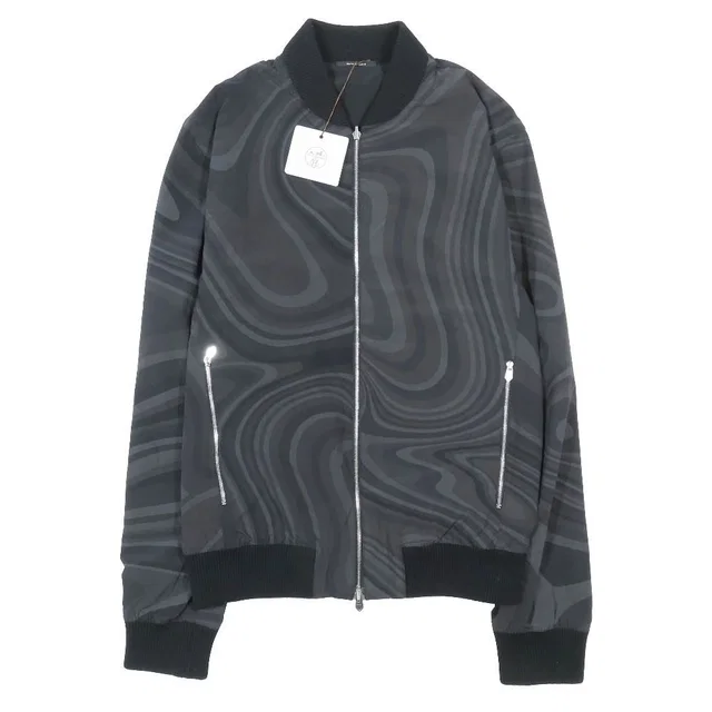 Hermès Bomber Jacket Nylon Zip Reversible All Over Print Long Sleeve Black 44 in Black Nylon from The Reluxe