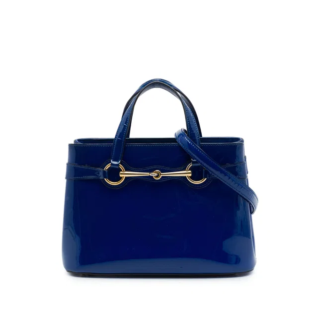 Blue Gucci Patent Bright Bit Satchel in Blue Patent leather from Designer Revival, photo 1 of 1
