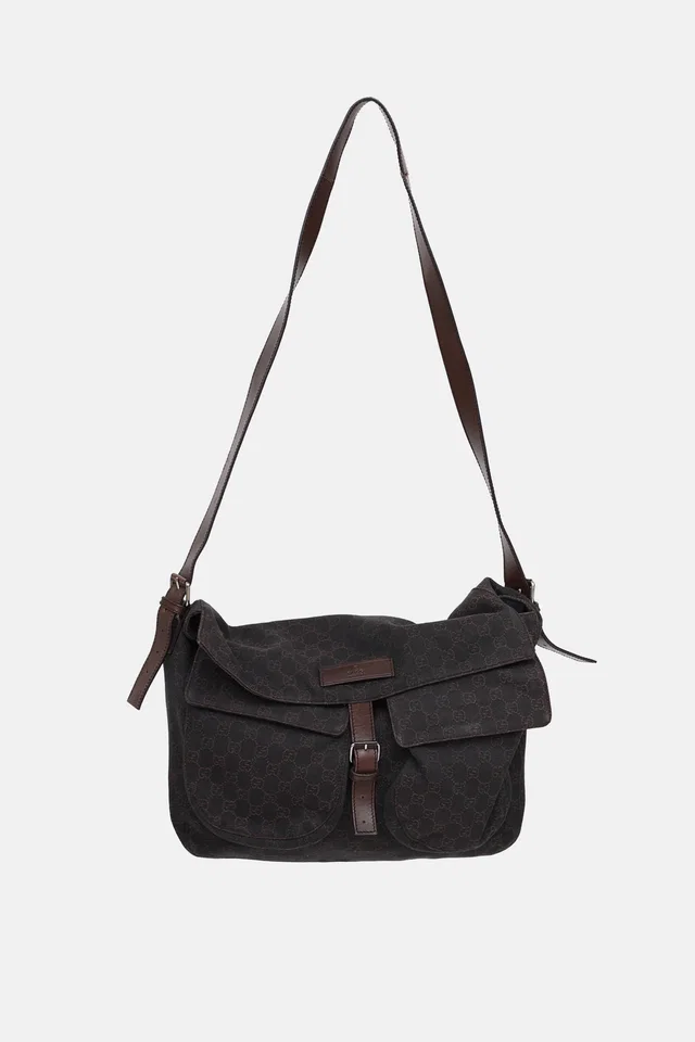Gucci C. 2000s Denim Monogram Messenger Bag in Denim from VSP Consignment
