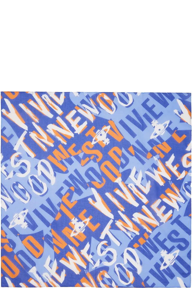 Blue Logomania Pocket Square, image 1 of 1 from SSENSE