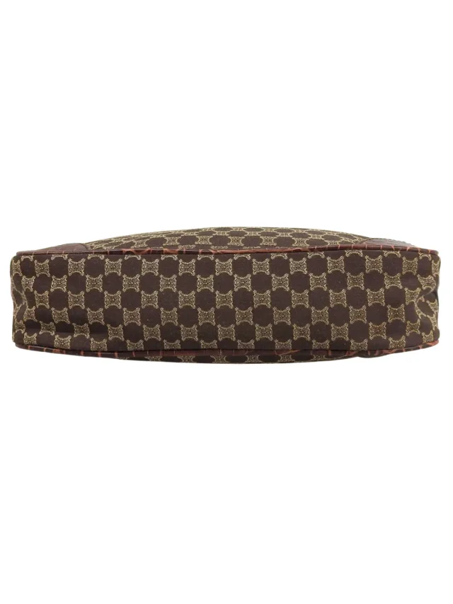 Celine Canvas Croco Embossed Macadam Pattern Shoulder Bag Brown in Brown Canvas from VINTAGE QOO TOKYO, photo 8 of 10