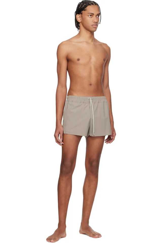 Rick Owens Taupe Temple Boxer Swim Shorts, photo 4 of 4 from SSENSE