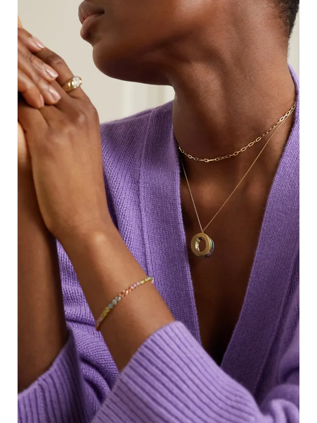 CHARMS COMPANY Initials 14-karat gold sapphire necklace in Metallic, photo 2 of 2 from NET-A-PORTER (Canada)