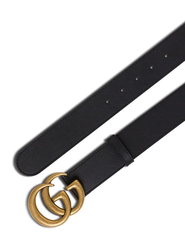 Gucci Gg Logo Buckle Belt — Black Calf Leather in Black Calfskin from HEWI