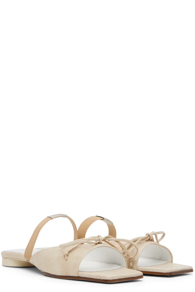 MM6 Maison Margiela Off-White Bow-Detailed Leather Slingback Sandals, photo 4 of 4 from SSENSE