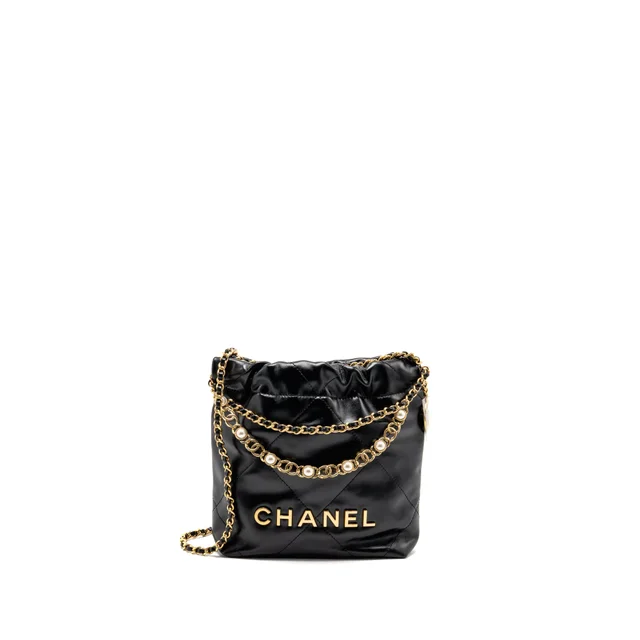 Chanel 24A Mini 22 Bag in Black Calfskin from EMIER