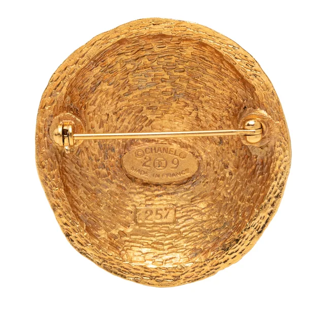 Gold Chanel CC Gold Plated Round Brooch in Gold from Designer Revival, photo 2 of 2
