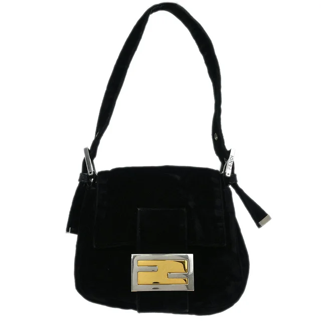 Fendi Black Velvet Handbag in Black Velvet from AMORE Vintage Tokyo