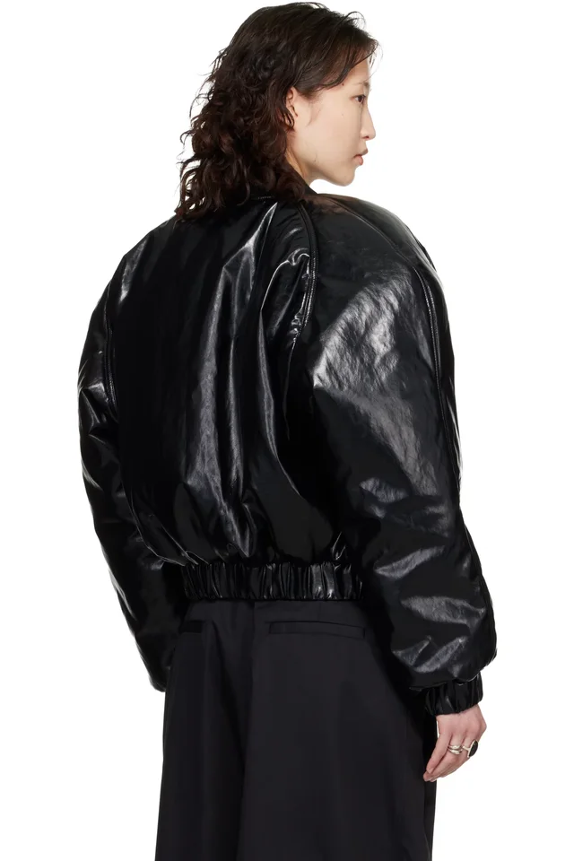LU'U DAN Black Riot Faux-Leather Bomber Jacket, photo 3 of 4 from SSENSE